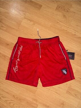 Paul & Shark Red Men's Athletic Shorts with Contrast Trim